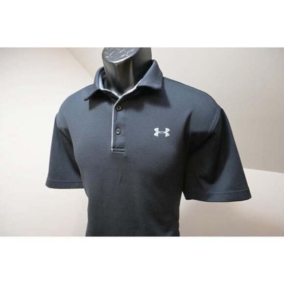 Under Armour Golf Polo HeatGear Loose Black Golf Shirt Mens Size Large - Picture 1 of 7